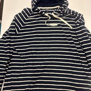 Banana Republic Navy and White Striped Men's Hoodie